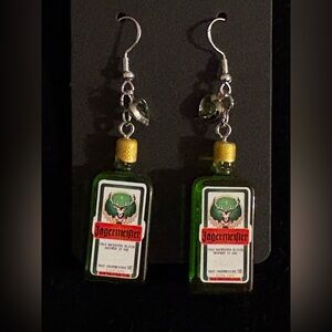 Jagermeister mini bottle Liquor Earrings, Alcohol Earrings, bartender jewelry